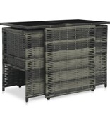 VidaXL 3-delige Bistroset met kussens poly rattan grijs