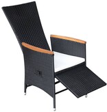 VidaXL Tuinstoelen 2 st verstelbaar met kussens poly rattan zwart