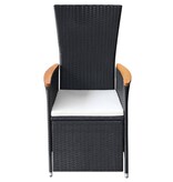 VidaXL Tuinstoelen 2 st verstelbaar met kussens poly rattan zwart