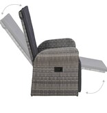 VidaXL 3-delige Bistroset met kussens poly rattan grijs