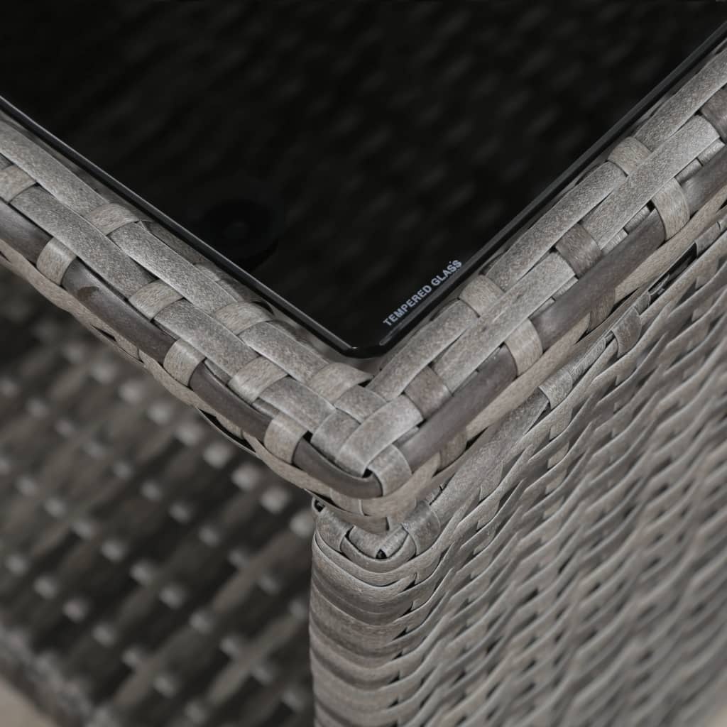 VidaXL 3-delige Bistroset met kussens poly rattan grijs