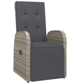 VidaXL Tuinstoel verstelbaar met kussen poly rattan grijs