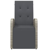 VidaXL Tuinstoel verstelbaar met kussen poly rattan grijs