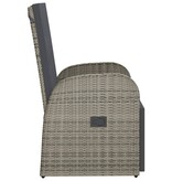 VidaXL Tuinstoel verstelbaar met kussen poly rattan grijs