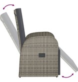 VidaXL Tuinstoel verstelbaar met kussen poly rattan grijs