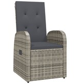 VidaXL Tuinstoelen 2 st verstelbaar met kussens poly rattan grijs