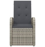 VidaXL Tuinstoelen 2 st verstelbaar met kussens poly rattan grijs