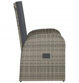 VidaXL Tuinstoelen 2 st verstelbaar met kussens poly rattan grijs