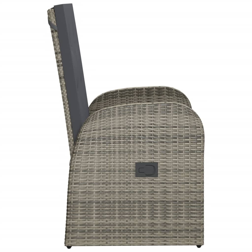 VidaXL Tuinstoelen 2 st verstelbaar met kussens poly rattan grijs