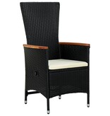 VidaXL Tuinstoelen 2 st met kussens poly rattan zwart