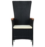 VidaXL Tuinstoelen 2 st met kussens poly rattan zwart