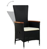 VidaXL Tuinstoelen 2 st met kussens poly rattan zwart