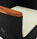 VidaXL Tuinstoelen 2 st met kussens poly rattan zwart