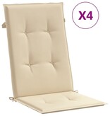 VidaXL Tuinstoelkussens 4 st hoge rug120x50x3 cm stof beige