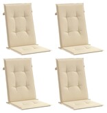 VidaXL Tuinstoelkussens 4 st hoge rug120x50x3 cm stof beige