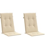 VidaXL Tuinstoelkussens 2 st hoge rug 120x50x3 cm stof beige