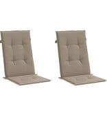 VidaXL Tuinstoelkussens 2 st hoge rug 120x50x3 cm stof taupe
