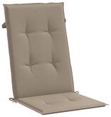 VidaXL Tuinstoelkussens 2 st hoge rug 120x50x3 cm stof taupe