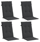 VidaXL Tuinstoelkussens 4 st hoge rug120x50x3 cm stof zwart