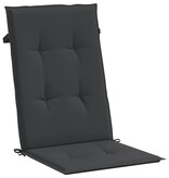 VidaXL Tuinstoelkussens 4 st hoge rug120x50x3 cm stof zwart