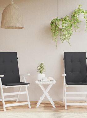 VidaXL Tuinstoelkussens 2 st hoge rug 120x50x3 cm stof zwart