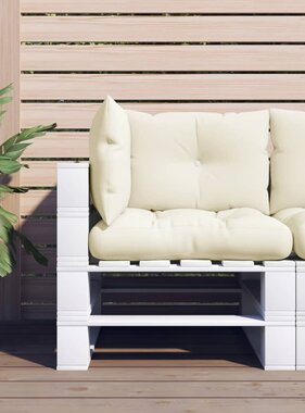 VidaXL Palletkussens 3 st stof crèmekleurig