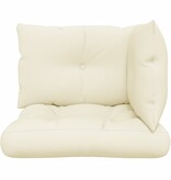 VidaXL Palletkussens 3 st stof crèmekleurig