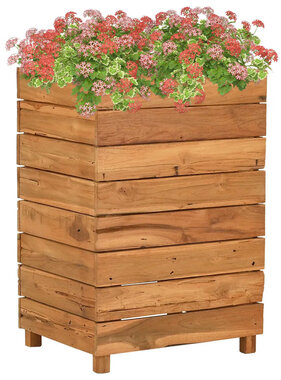 VidaXL Plantenbak verhoogd 50x40x72 cm gerecycled teakhout en staal