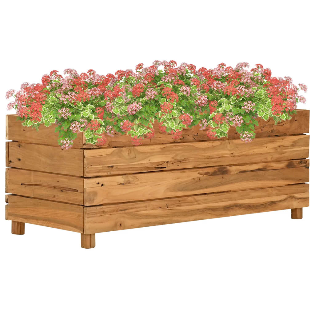 VidaXL Plantenbak verhoogd 100x40x38 cm gerecycled teakhout en staal