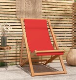 VidaXL Strandstoel inklapbaar massief teakhout rood