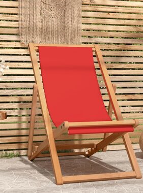 VidaXL Strandstoel inklapbaar massief teakhout rood