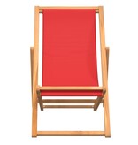 VidaXL Strandstoel inklapbaar massief teakhout rood