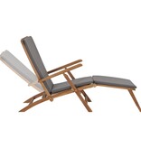 VidaXL Ligstoel met kussen massief teakhout donkergrijs