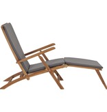 VidaXL Ligstoel met kussen massief teakhout donkergrijs