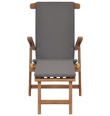 VidaXL Ligstoel met kussen massief teakhout donkergrijs