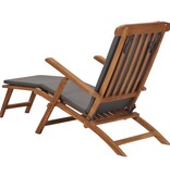 VidaXL Ligstoel met kussen massief teakhout donkergrijs