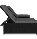 VidaXL Ligbedden 2 st met tafel poly rattan zwart