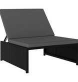 VidaXL Ligbedden 2 st met tafel poly rattan zwart