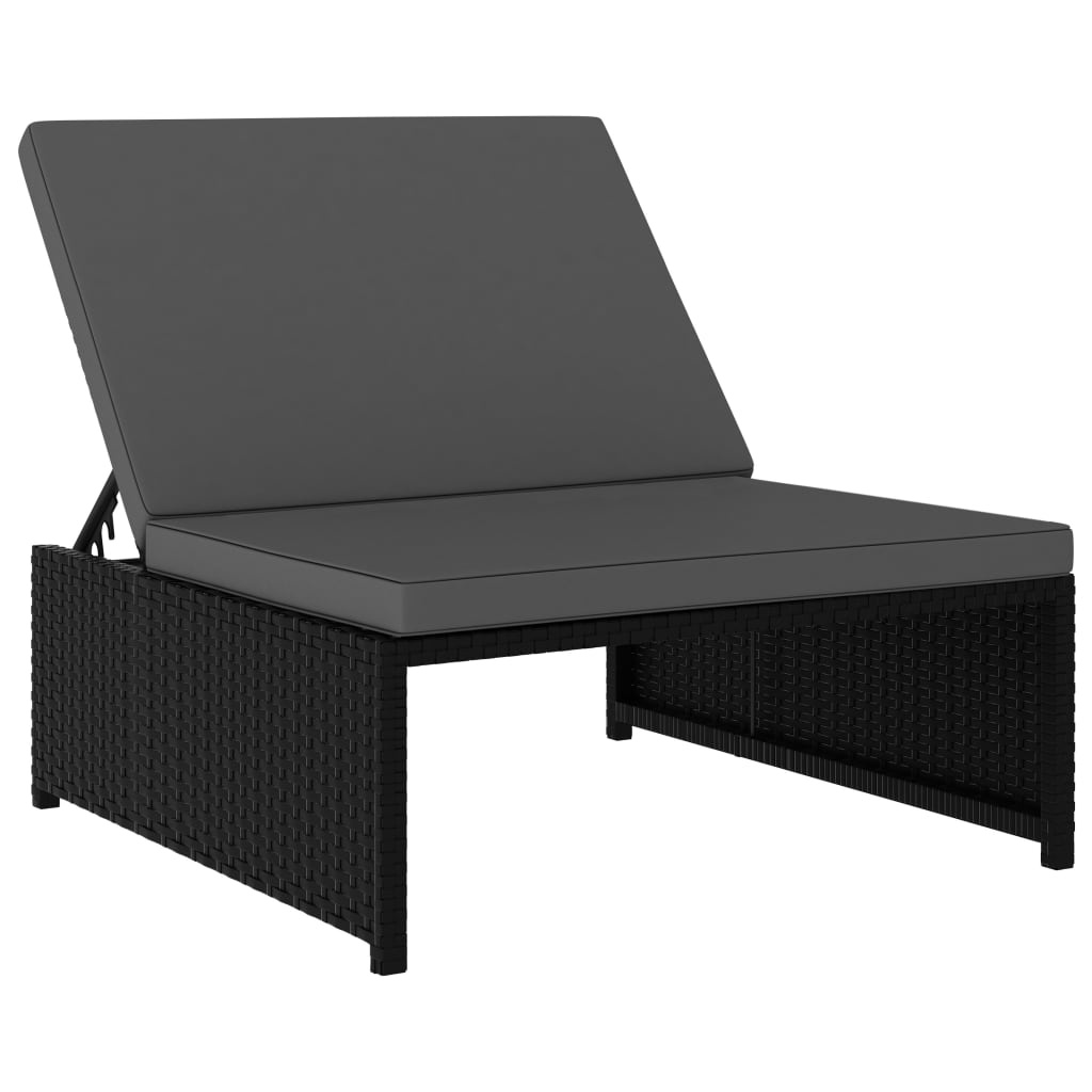 VidaXL Ligbedden 2 st met tafel poly rattan zwart