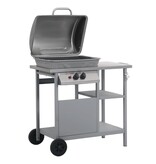 VidaXL Gasbarbecue met 3-laags zijtafel zwart en zilverkleurig