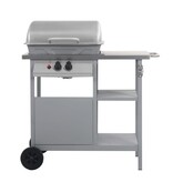 VidaXL Gasbarbecue met 3-laags zijtafel zwart en zilverkleurig