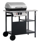 VidaXL Gasbarbecue met 3-laags zijtafel zwart en zilverkleurig