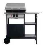 VidaXL Gasbarbecue met 3-laags zijtafel zwart en zilverkleurig