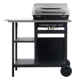 VidaXL Gasbarbecue met 3-laags zijtafel zwart en zilverkleurig