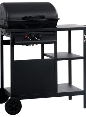 VidaXL Gasbarbecue met 3-laags zijtafel zwart