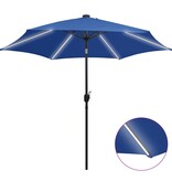 VidaXL Parasol met LED-verlichting en aluminium paal 300 cm azuurblauw
