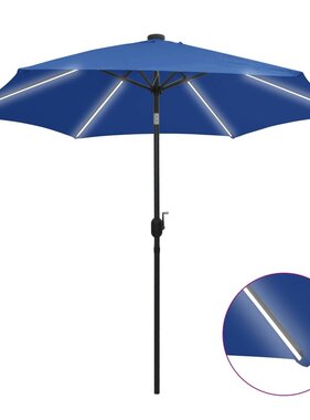 VidaXL Parasol met LED-verlichting en aluminium paal 300 cm azuurblauw