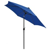 VidaXL Parasol met LED-verlichting en aluminium paal 300 cm azuurblauw