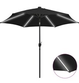 VidaXL Parasol met LED-verlichting en aluminium paal 300 cm zwart