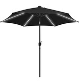 VidaXL Parasol met LED-verlichting en aluminium paal 300 cm zwart